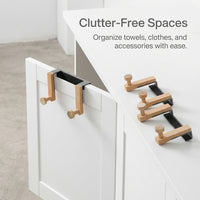 Hook Rack with Wood and Iron for Nordic Style Hanging, Removable Storage for Dorm Room or Home Use, No Nail Coat