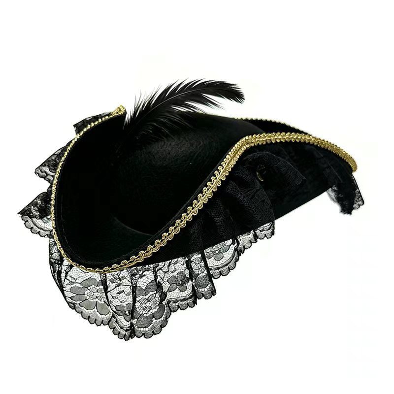 Black / Lace Feather Hat