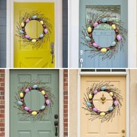 Easter Egg Wreath Festive Design Easter Wreath Easy to Hang Colorful Egg Hanging Decoration for Homeowners, Party Hosts, Entryway, Courtyard, Outdoor