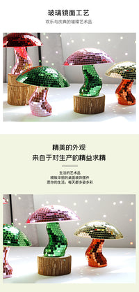 跨境新品Mushroom Disco Ball 镜面玻璃蘑菇迪斯科球装饰摆件