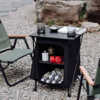 Aluminum Camping Table Multifunctional Folding Camp Cabinet Quick Setup