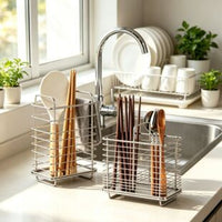 Multi-Hook No-Drill Bathroom Organizer Hook - Metal Hanging Rack for Toothbrush and Razor