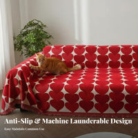 Anti-Scratch Heart Pattern Throw Blanket Pet Friendly Fringed Throw Blanket Year-Round Use Sofa Cover Machine Washable for Homeowners, Decor Enthusiasts, Living Room, Bedroom, RV Travel, Outdoor Picnics