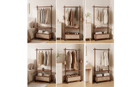 Clothes Rack with Storage Bin Freestanding Garment Rack with Shelves Mobile for Students, Renters, Bedroom, Dorm Room, Entryway