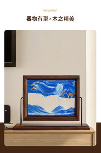 胡桃木流沙画摆件客厅桌面中古风轻奢高档玄关酒柜电视柜装饰礼品