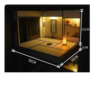 LED Lighting Washitsu Miniature Model Miniature Japanese Room Kit Japanese Design Room Box for Doll Collectors, Hobbyists, Display, Photography Backdrop