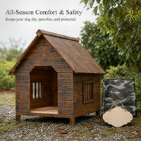 Outdoor Waterproof Solid Wood Pet House for Cats and Dogs, All-Season Moisture-Proof and Anti-Corrosion