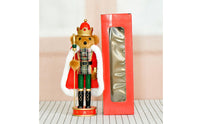 Wooden Bear Nutcracker Festive Cape Bear Nutcracker Handcrafted Look Seasonal Decoration for Display, Gift Christmas