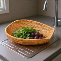 Oval Woven Basket Shallow Houseware Handmade