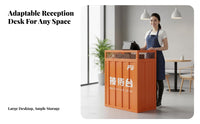 Utilitarian Design Shipping Containeraesthetic Desk Retro Aesthetic dual-level Front Desk Creative Look Reception Counter Multi-Purpose for Restaurateurs, Business Owners, Cafe, Restaurant Entrance, Retail retailer, Lobby