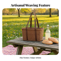 Imitation Rattan Basket Versatile Handled Market Basket Easy to Clean Household Storage for Shoppers, Gardeners, Shopping, Outdoor, Gardening