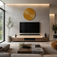 Round Metal Wall Decoration Large Circular Ribbed Wall Plaque Modern Style
