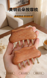 Brass Cloud-Shaped Five-Tooth Meridian Comb for Head Massage and Scraping