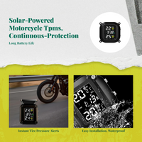 Motorcycle Tire Pressure Tracking System, cordless Solar TPMS, waterproof detector, instant display