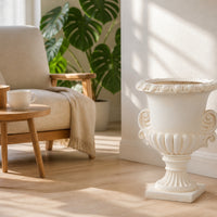 Flower Pot Scroll Handles Resin Urn Planter Pedestal Urn Planter Distressed Finish for Outdoor Display