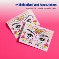 Event Face Decal Sticker, Luminous Sparkle, Waterproof, Nightclub