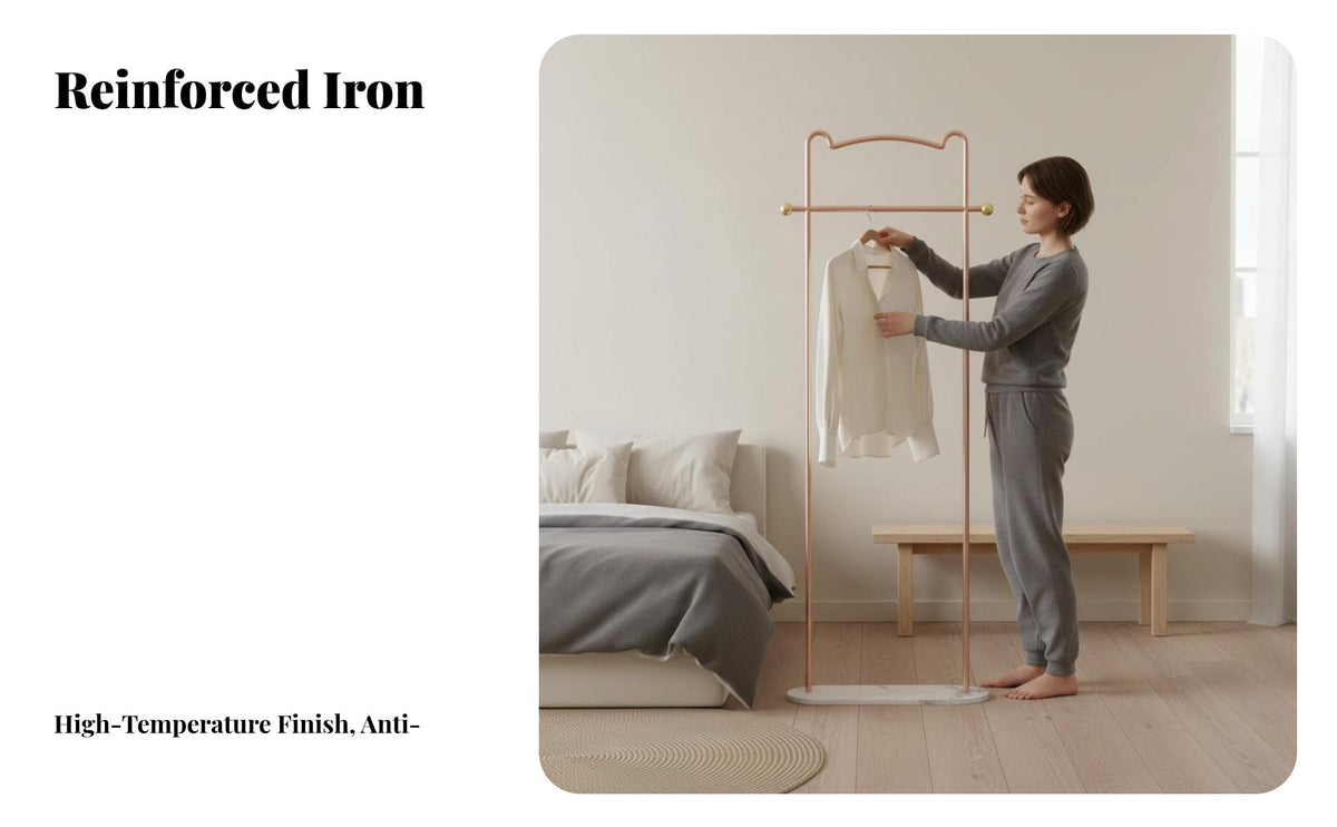 Modern design complimentarystanding Single-Bar Clothes Hanger Minimalist Design Single pole Costumer Stand Space-Saving Gpoleent Rack Sturdy Base for Home Users, Homeowners, Entryway, Apartment, wardrobe area, Boutiques
