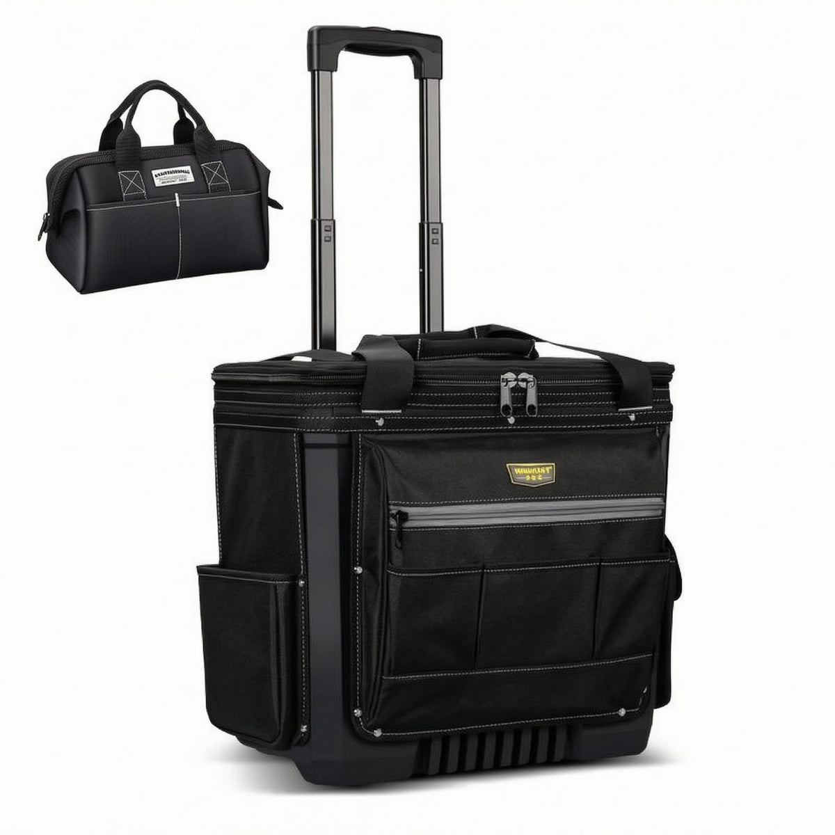 Rolling Tool Bag Zippered Top Tool Bag with Wheels Multiple Pockets
