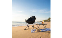 Foldable Rocking Chair With Headrest Portable Lounge Rocker Padded Seat Camping Moon Chair for Beach, Picnic