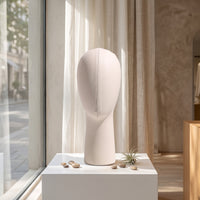 Head Mannequin with Leather Cover Short Mannequin Head with Stitched Seam for Boutiques, Stylists, Hairpiece Styling, Salon Counters