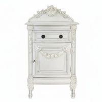 Ornate Pedestal Nightstand Antique Finish Bedroom Furniture Single Drawer