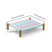 Elevated Pet Lounger with Wooden Frame Portable Elevated Pet Comfortable Bed Suspended for Cats, Dogs