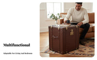 Vintage Suitcase Nightstand Retro Design Decorative hingedTop Trunk Western and Design No Assembly Required