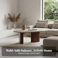 Wabi-Sabi aesthetic Sculptural Low Table Natural Aesthetic Bean-Shaped Coffee Table Irregular Shape Living Room Furniture Minimalist Design for Apartment Dwellers, Homeowners, Interior Designers, Lounge Area, Home Office, Bedroom