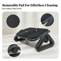 6-Position Height Adjustable Footrest Textured Surface Cushioned Footrest Rectangular Top Under Desk Foot Rest for Office