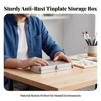 Rectangular Tin with Hinged Lid Portable Rectangular Tin Box multifunctional