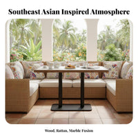 Woven Booth and Chair Set Southeast Asian Design Professional-Grade Furniture Padded Seat Safeguarding Floor Glides