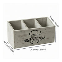 Wooden Utensil Box Solid Wood Divided Kitchen Organizer Silverware Storage Case