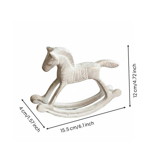 Cast Iron Rocking Horse Statue Retro Rocking Horse Figurine Antique Finish Decorative Item for Showroom, Sales Office, Entryway