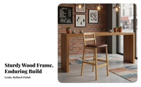 Wooden Counter Stool with backrestrest Nordic and design for breakfast corner, Adults