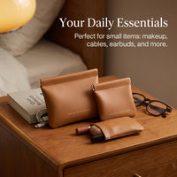 Large Cosmetic Bag for, Waterproof PU Leather Makeup Pouch with Clasp Closure, Lightweight Handbag Organizer for Daily Use