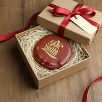 Auspicious Pig Tea Table Ornament Handmade Gold Painted Teacup Mat for Teaware Collectors, Office Desk