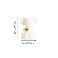 White Elephant Sculpture with Gold Heart for Living Room, Office Desk