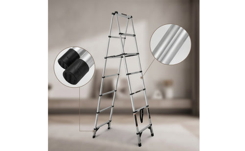 Collapsible Folding Telescopic Ladder Portable Telescoping Step-Ladder Ladder Stainless Steel Anti-Slip for Homeowners, DIYers, Home Maintenance, Painting, Workshop