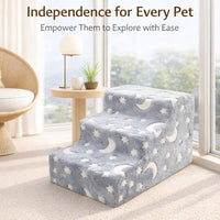 Dog Steps Stairs Bed Non-Slip Pet Small Dogs, Dog Steps for Elderly Dogs, Glow i #variant:Grey with Luminous Stars and Moons