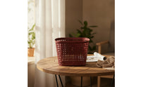 Imitation Wicker Bike Basket with Hardware Woven-Look Plastic Cycle Basket Sturdy Lightweight for Commuting