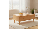 Coffee Table with Drawers Wood Grain Wooden Coffee Table Furniture for Living Room, Small Areas, Apartment