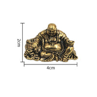 Laughing Buddha Figurine Brass-Toned Laughing Buddha Statue Feng Shui for Car