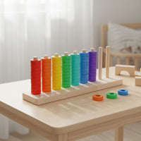 Multicolor Circular Stacker Stacking Toy Early Education Wooden Disc Stacker Quality Wood Stacking Toy for Preschoolers, Classroom