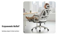 Ergonomic Design Reclining Office Chair with Footrest Highspinal Support Reclining Desk Chair with Footrest 360° rotate Computer Seat Adjustable Headrest for Executives, Remote Workers, Students, Workstation, Study Room