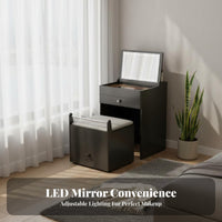 Space-Saving fold-down top Vanity Nightstand Multi-Functional fold-down top Vanity with Drawers Makeup Table Compartmentalized Storage for Apartment Dwellers, Students, Women, Small Spaces, Dorm Room, Cloakroom