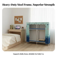 Textile Wardrobe 4-shelf Standing Storage Closet Organizer Sturdy Construction Hard-wearing Cover Easy Assembly Suitable for Adults Bedroom Rental Apartment Home