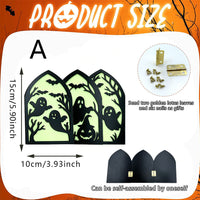 Halloween Wooden Hollowed-out Dark Series Tabletop Decoration, Festive Shape, Home Party Gift Ornament
