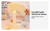 Lighted Folding Cosmetic Mirror Storage Tray Base Foldable light-emitting diode on-the-portable Mirror