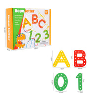 Early Learning Number and Letter Threading Toy Develops Fine Dexterity Skills Educational Stringing Beads Set Hand-Eye Coordination Wooden Alphabet Lacing Cards Cognitive Development for Toddlers, Preschoolers, Kids 3+