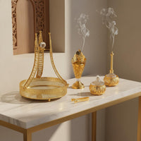5 Pieces Arabian Incense Burner Scent Dish Collection Set Luxury Gilded Scent Dish Collection Set Metal Decorative Home Ornament for Living Room